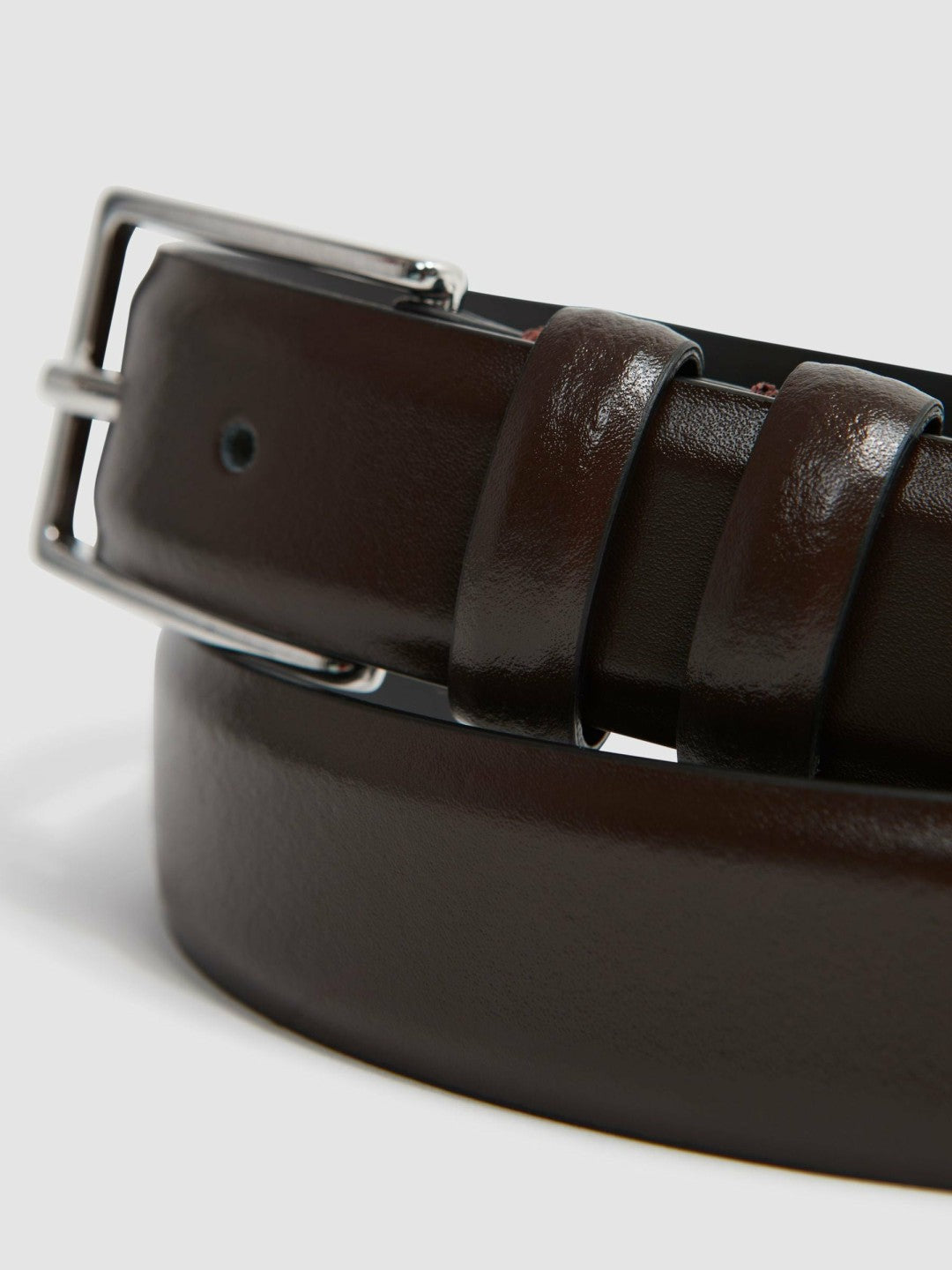 Reiss Savings - Smooth Leather Belt in Chocolate