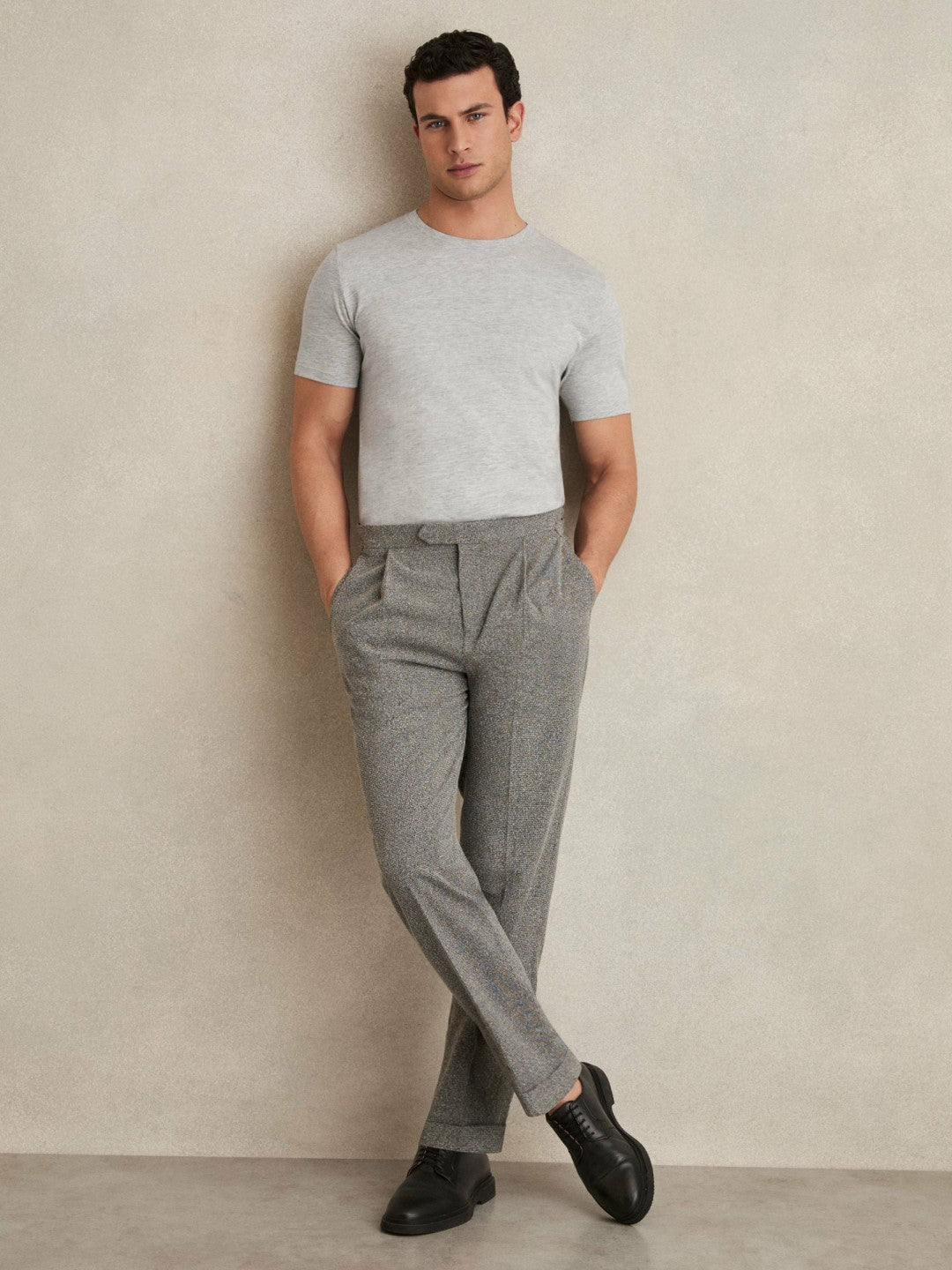 Reiss Cotton Crew Neck T-Shirt in Grey Marl