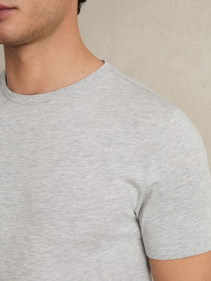 Reiss Cotton Crew Neck T-Shirt in Grey Marl