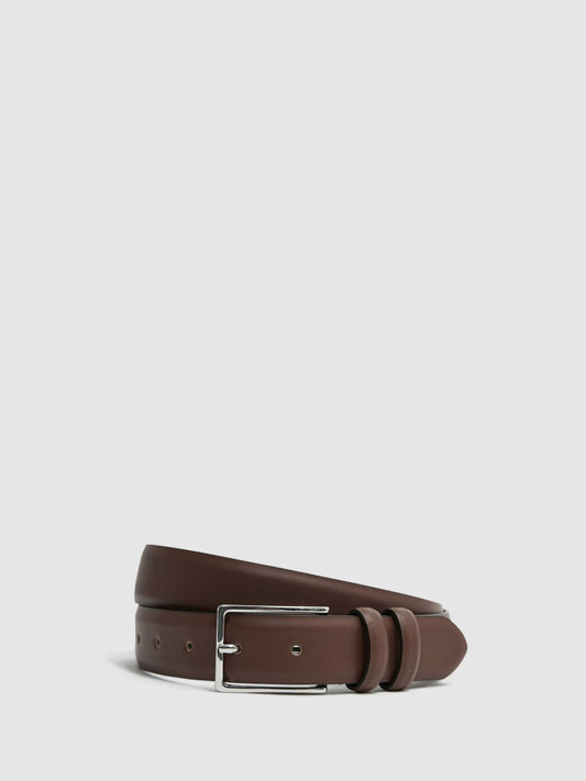 Reiss Featured - Smooth Leather Belt in Tan