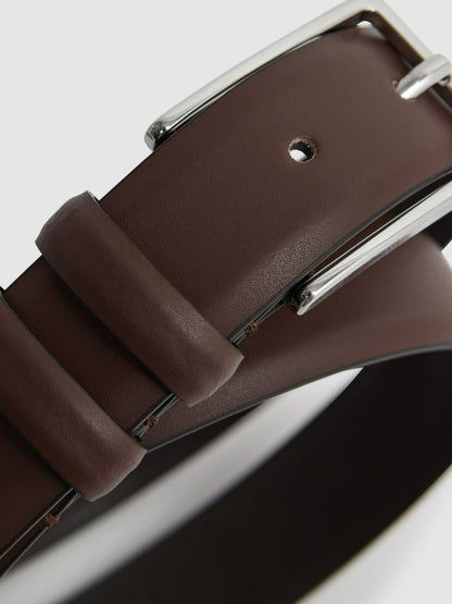 Reiss Featured - Smooth Leather Belt in Tan