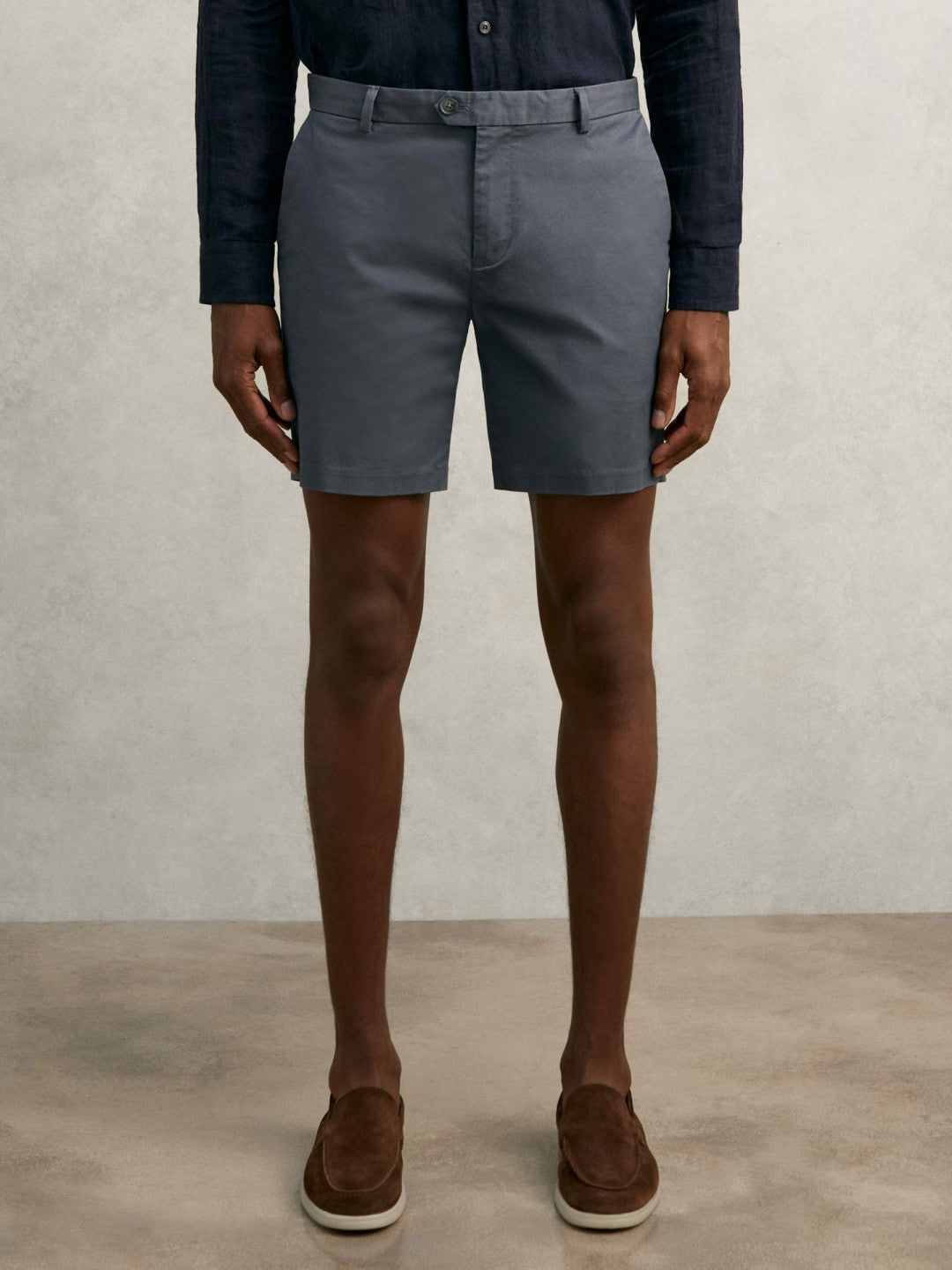Reiss Offer - Short Length Casual Chino Shorts in Airforce Blue