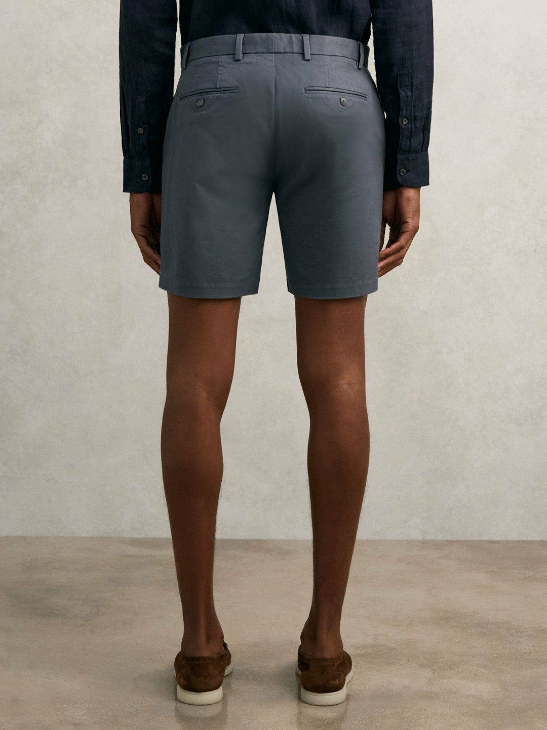 Reiss Offer - Short Length Casual Chino Shorts in Airforce Blue