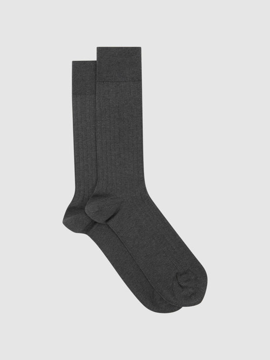 Reiss Value - Ribbed Socks in Charcoal
