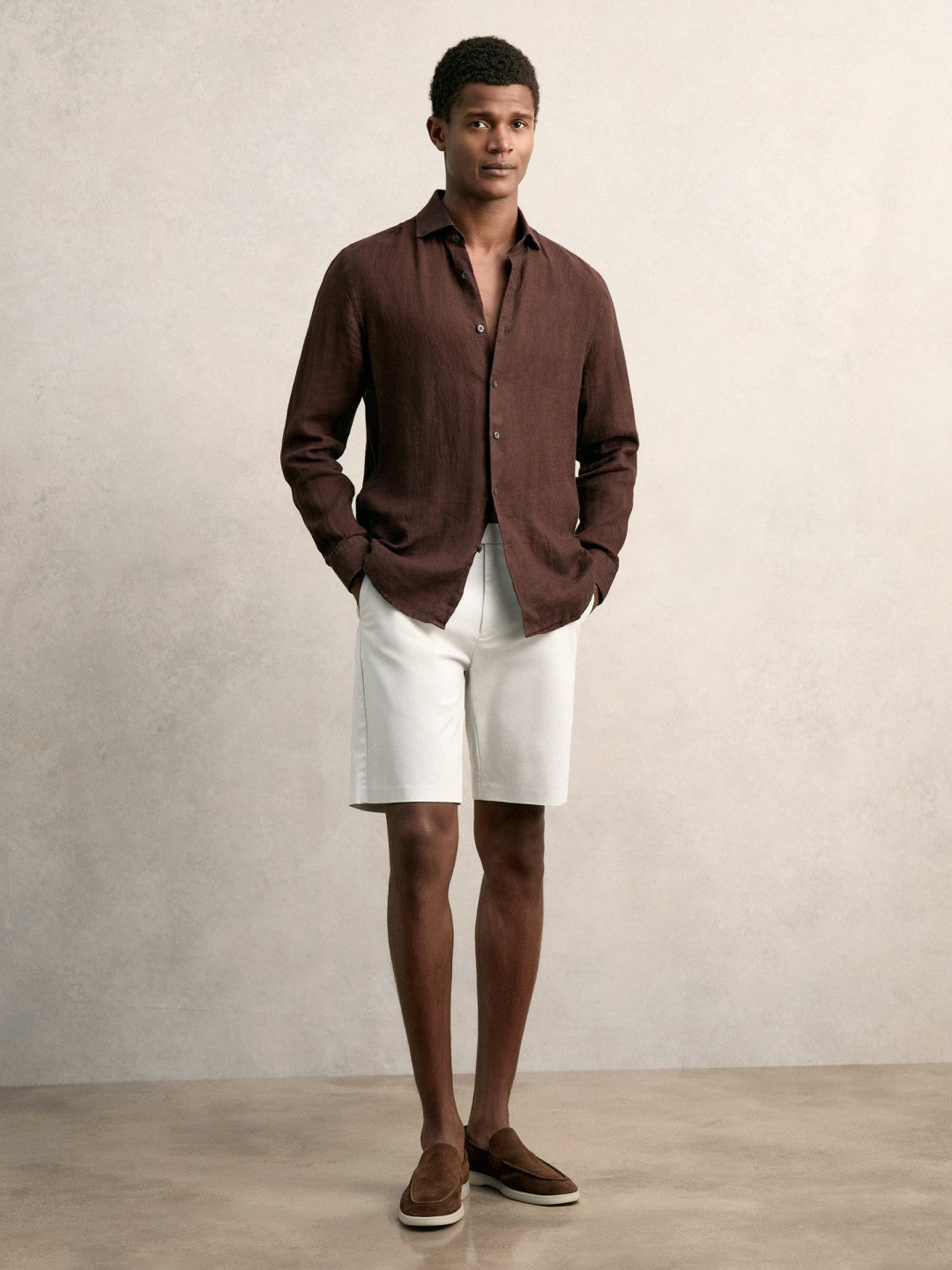 Reiss Cotton Chino Shorts with Stretch in Chalk