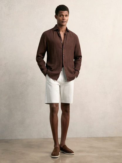 Reiss Cotton Chino Shorts with Stretch in Chalk