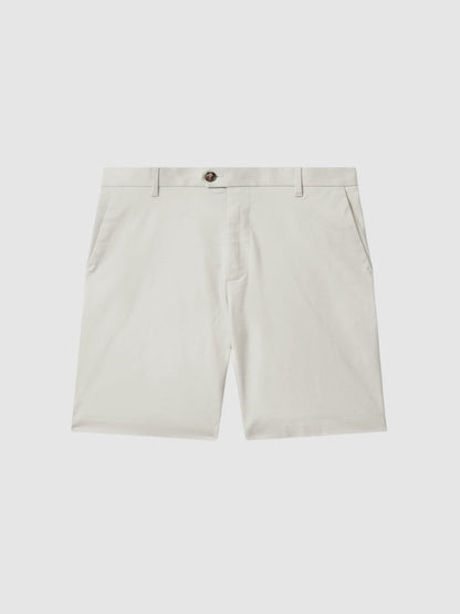 Reiss Cotton Chino Shorts with Stretch in Chalk