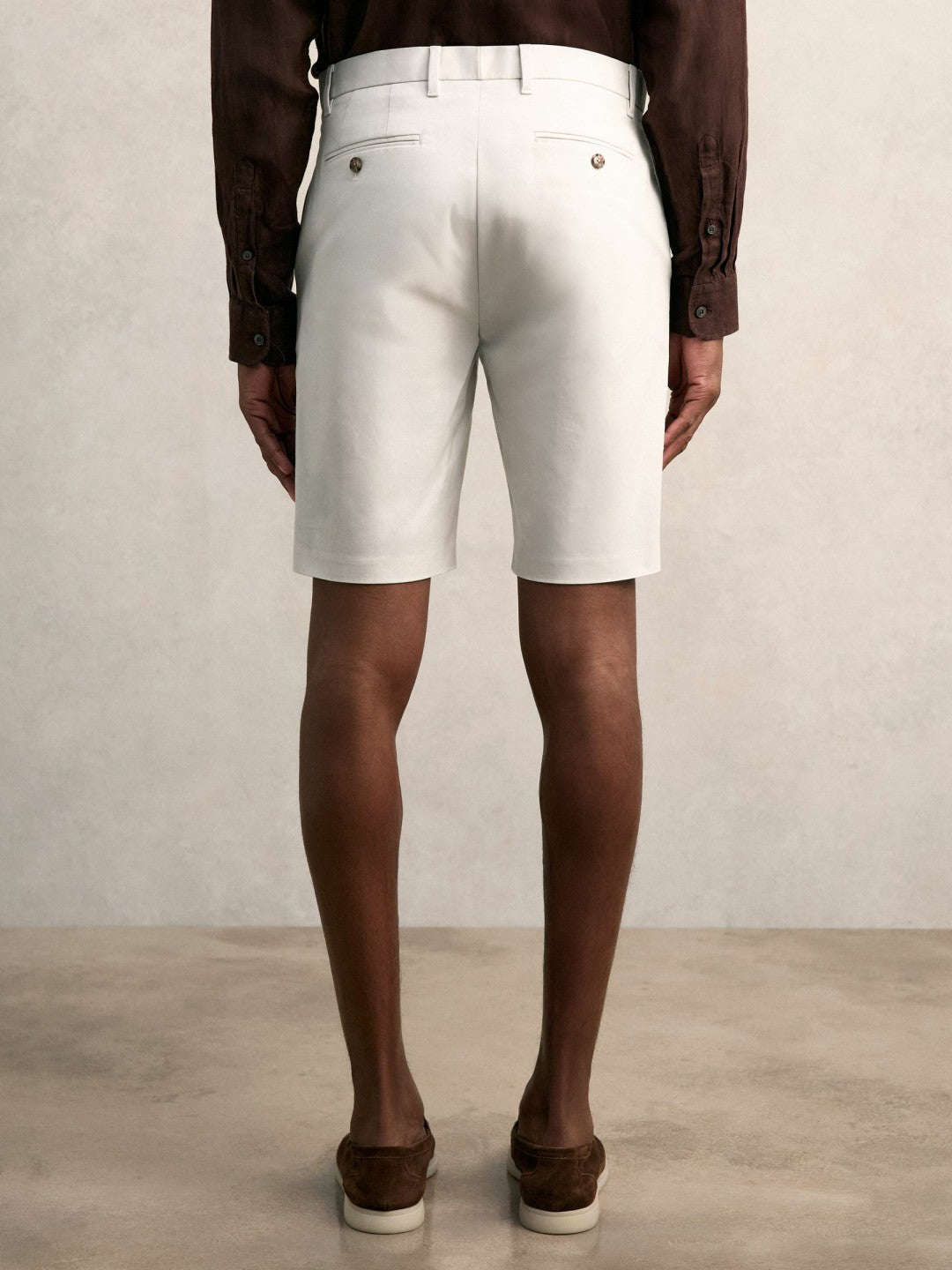 Reiss Cotton Chino Shorts with Stretch in Chalk