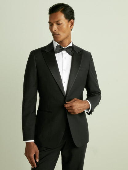 Reiss Affordable - Regular Fit Single Breasted Tuxedo Jacket in Black