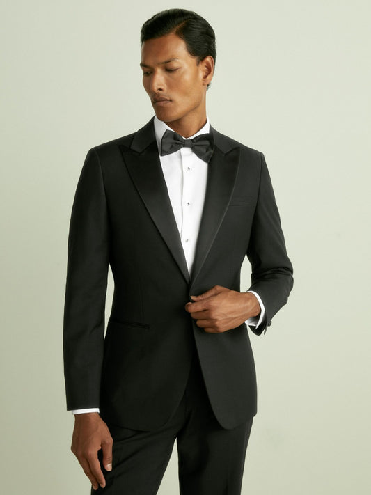Reiss Affordable - Regular Fit Single Breasted Tuxedo Jacket in Black