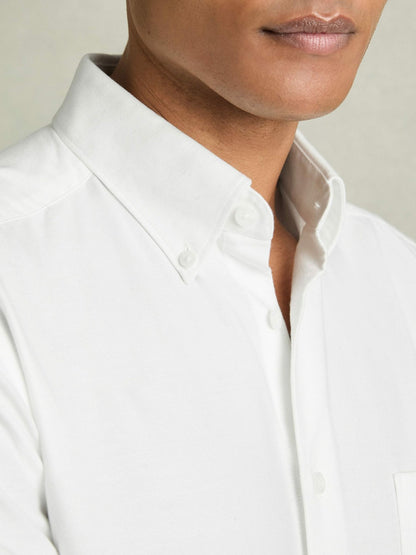 Reiss Slim-Fit Button-Down Collar Cotton Oxford Shirt in White