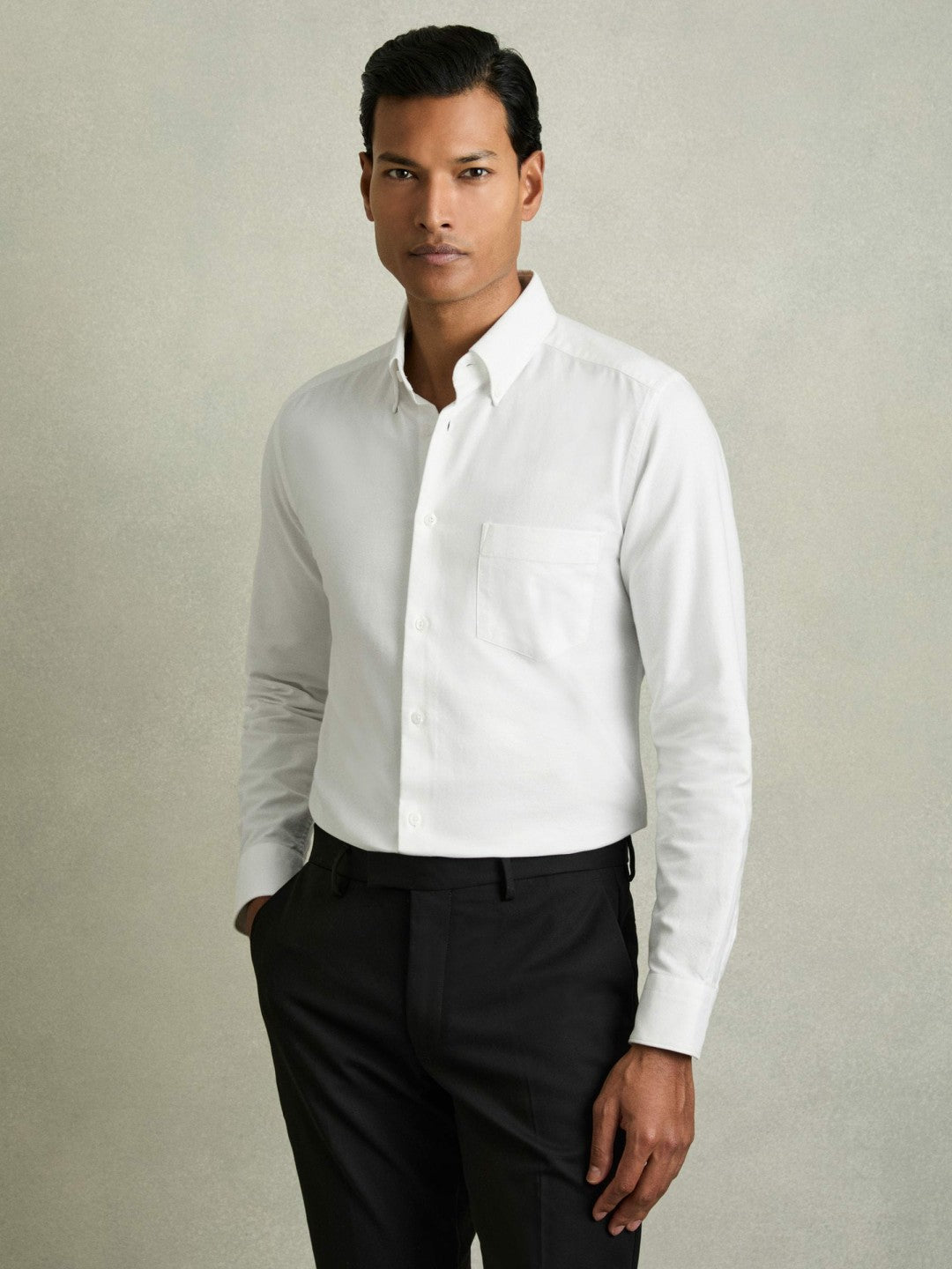 Reiss Slim-Fit Button-Down Collar Cotton Oxford Shirt in White