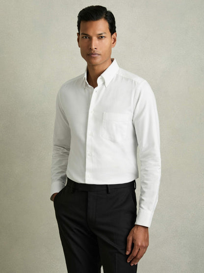 Reiss Slim-Fit Button-Down Collar Cotton Oxford Shirt in White
