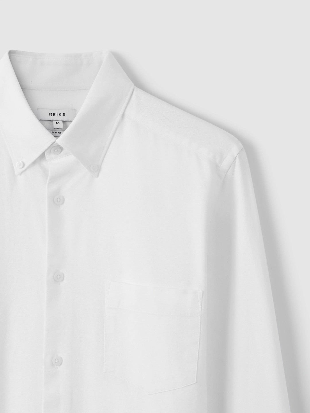 Reiss Slim-Fit Button-Down Collar Cotton Oxford Shirt in White