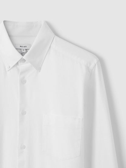 Reiss Slim-Fit Button-Down Collar Cotton Oxford Shirt in White