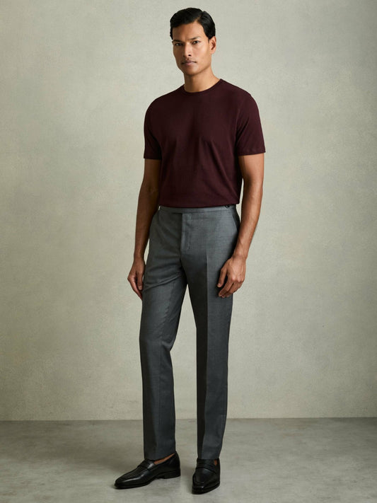Reiss Affordable - Cotton Crew Neck T-Shirt in Bordeaux