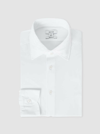 Reiss Offer - Regular Fit Button-Through Travel Shirt in White
