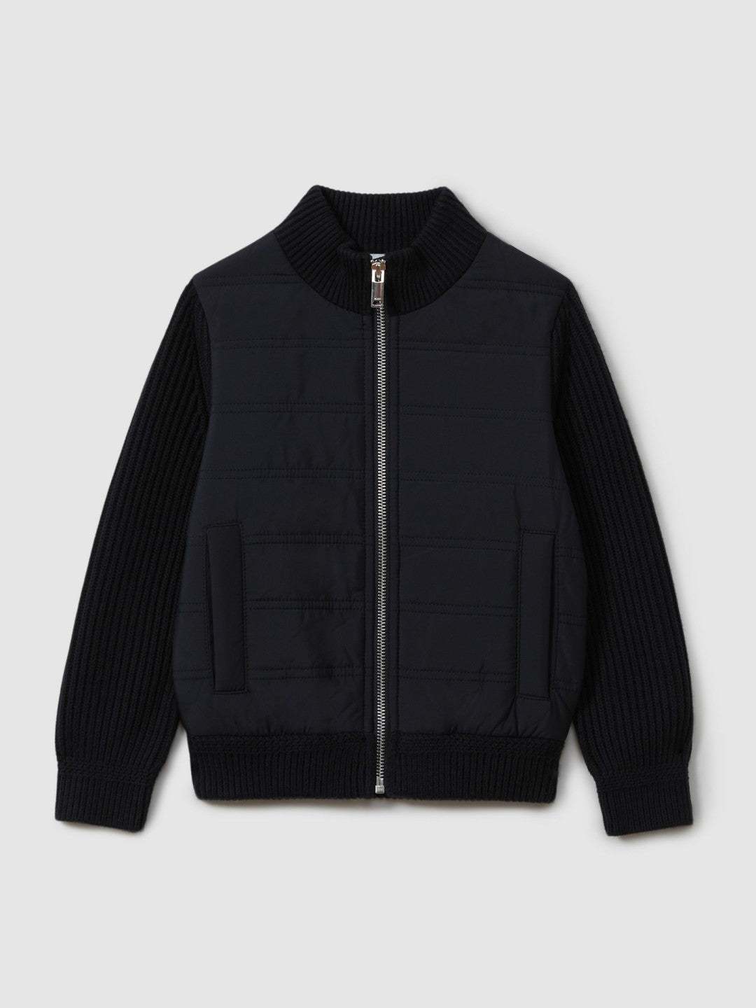 Reiss Featured - 9-14 yrs Hybrid Zip Through Quilted Jacket in Navy