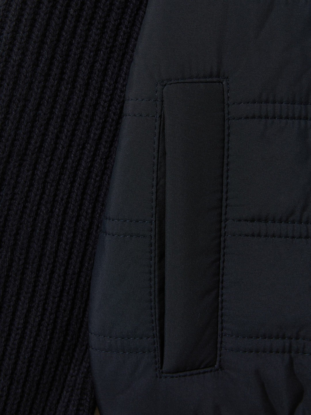 Reiss Featured - 9-14 yrs Hybrid Zip Through Quilted Jacket in Navy