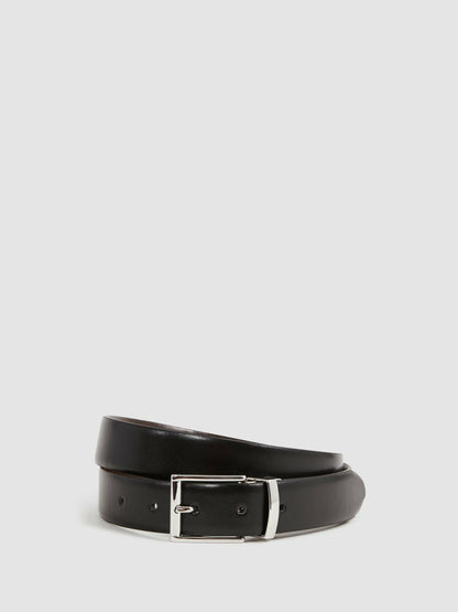 Reiss Sale - Reversible Leather Belt in Black/Dark Brown