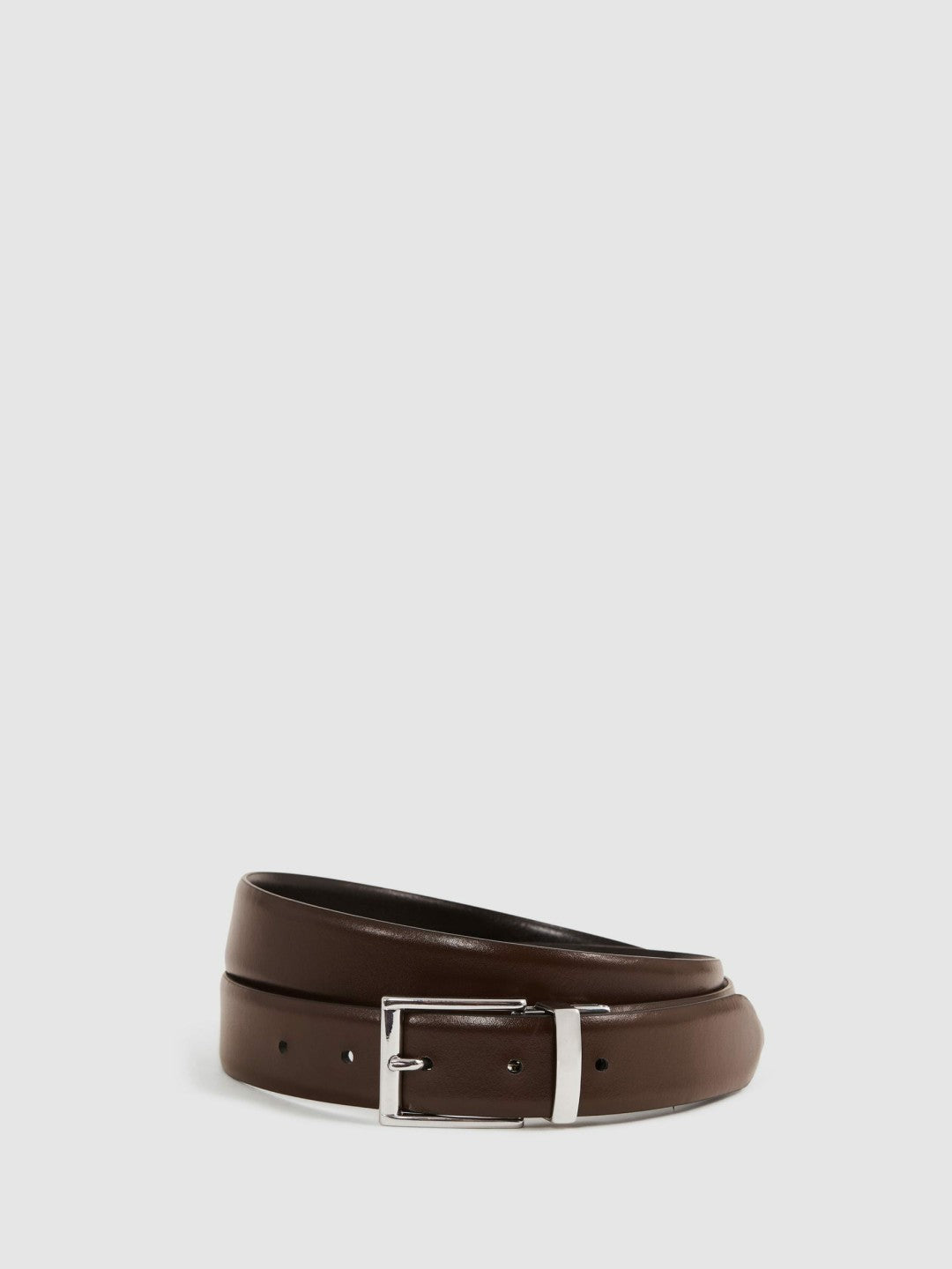 Reiss Sale - Reversible Leather Belt in Black/Dark Brown