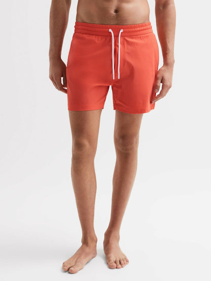 Reiss Featured - Plain Drawstring Swim Shorts in Bright Orange