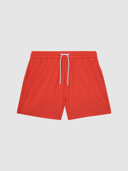 Reiss Featured - Plain Drawstring Swim Shorts in Bright Orange