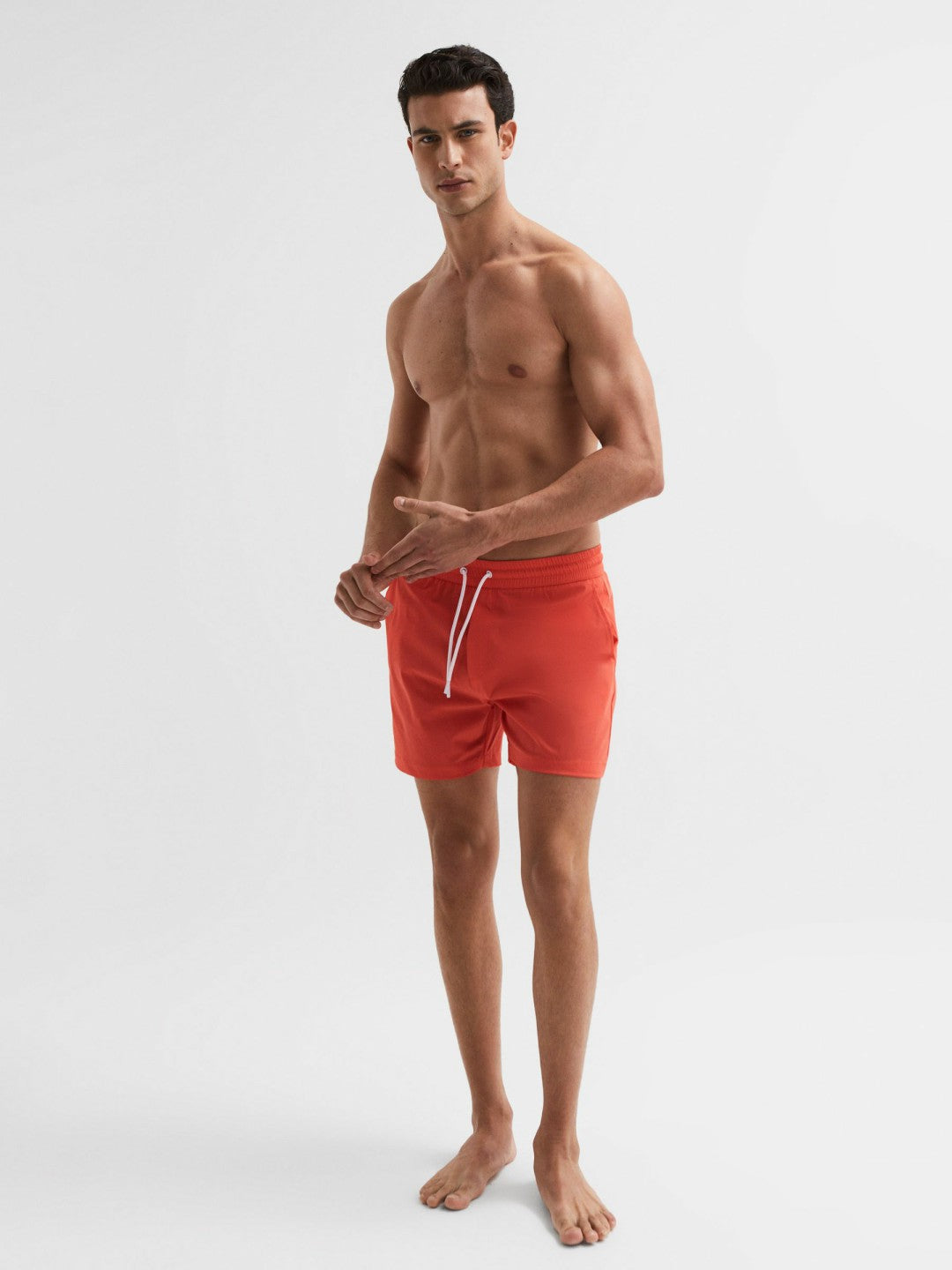 Reiss Featured - Plain Drawstring Swim Shorts in Bright Orange