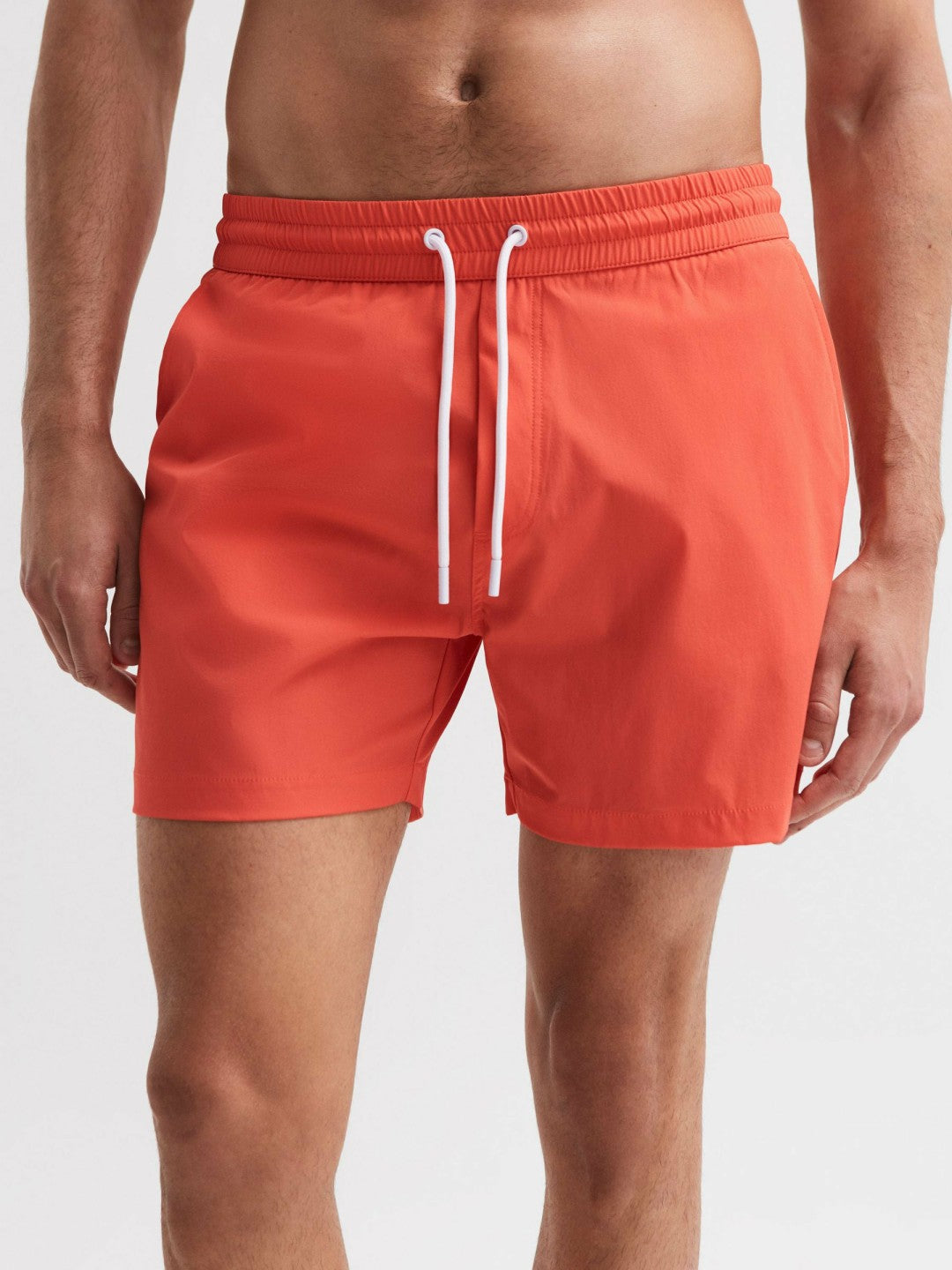 Reiss Featured - Plain Drawstring Swim Shorts in Bright Orange
