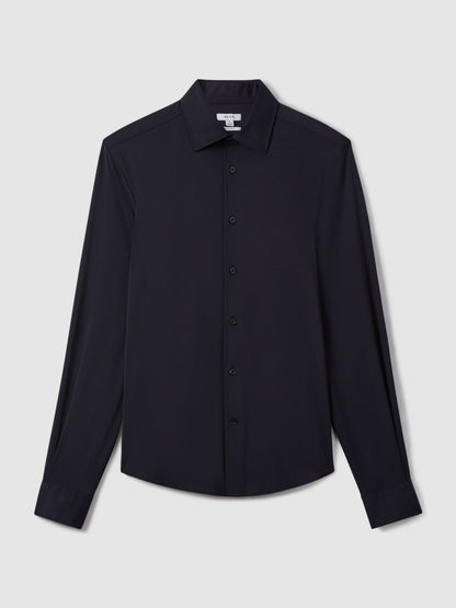 Reiss Savings - Regular Fit Button-Through Travel Shirt in Navy