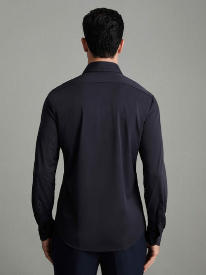 Reiss Savings - Regular Fit Button-Through Travel Shirt in Navy