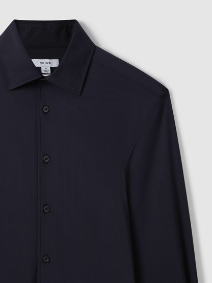Reiss Savings - Regular Fit Button-Through Travel Shirt in Navy