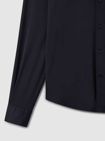 Reiss Savings - Regular Fit Button-Through Travel Shirt in Navy