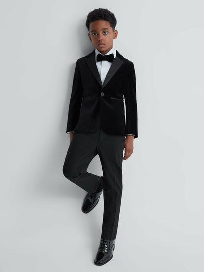 Reiss Best Seller - 3-9 yrs Tuxedo Satin Stripe Trousers in Black