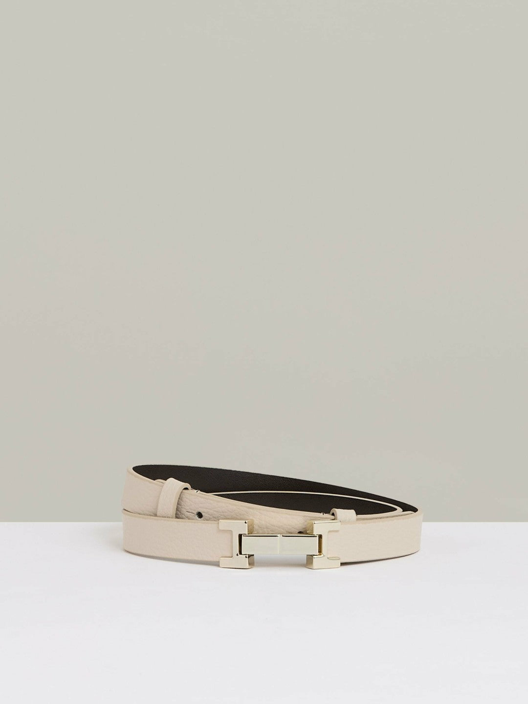 Reiss Offer - Leather Square Hinge Belt in Stone
