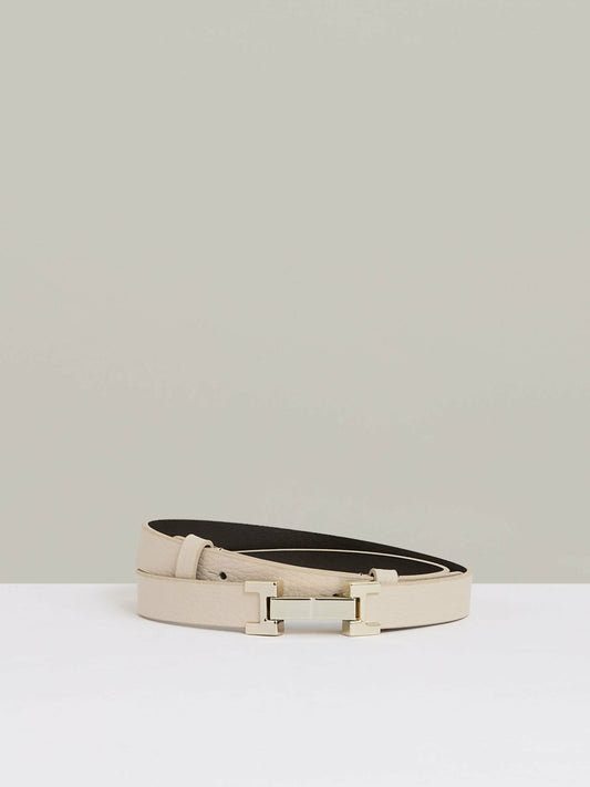 Reiss Offer - Leather Square Hinge Belt in Stone