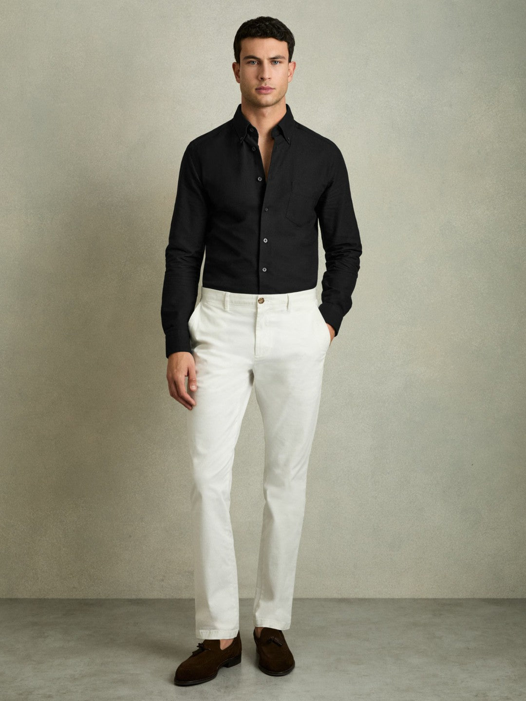 Reiss Value - Slim-Fit Button-Down Collar Cotton Oxford Shirt in Black