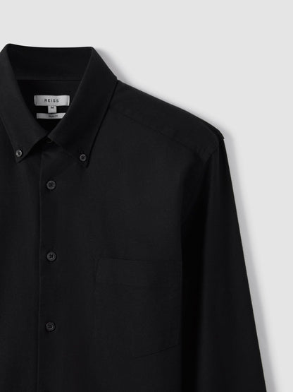 Reiss Value - Slim-Fit Button-Down Collar Cotton Oxford Shirt in Black