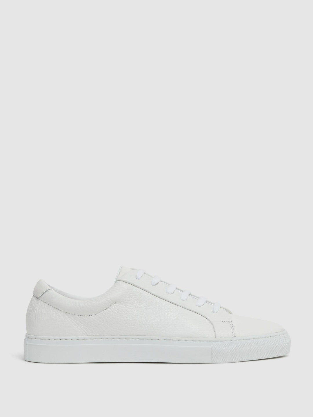 Reiss Deal - Tumbled-Leather Low-Top Trainers in White