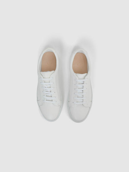 Reiss Deal - Tumbled-Leather Low-Top Trainers in White