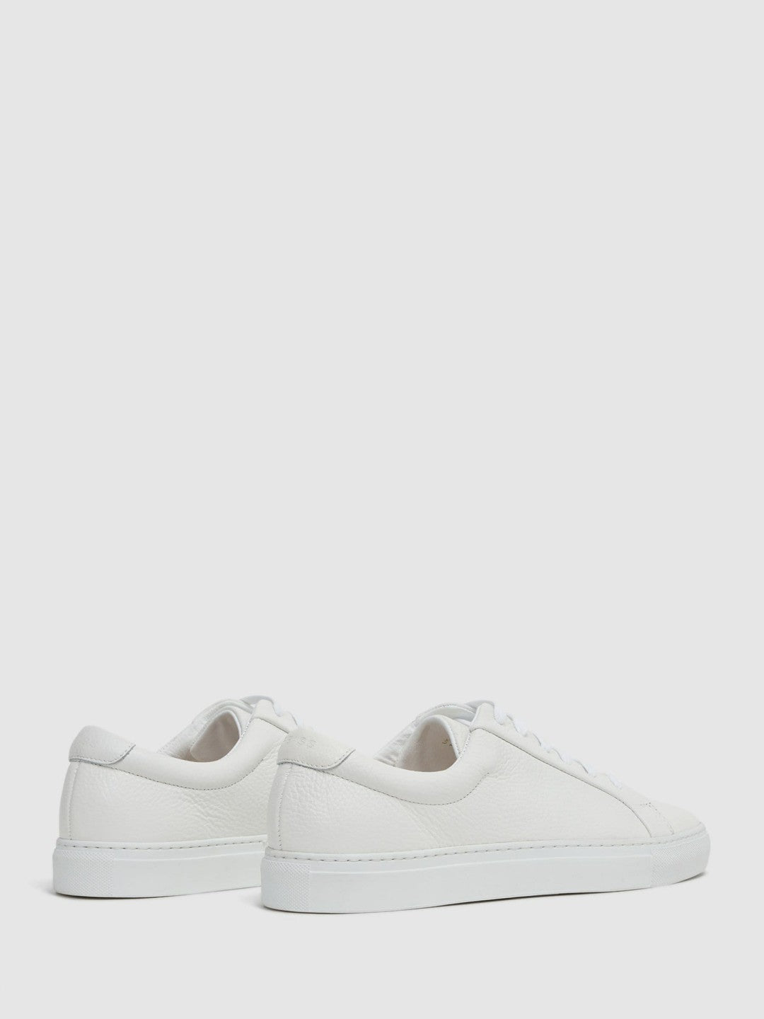 Reiss Deal - Tumbled-Leather Low-Top Trainers in White