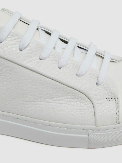 Reiss Deal - Tumbled-Leather Low-Top Trainers in White