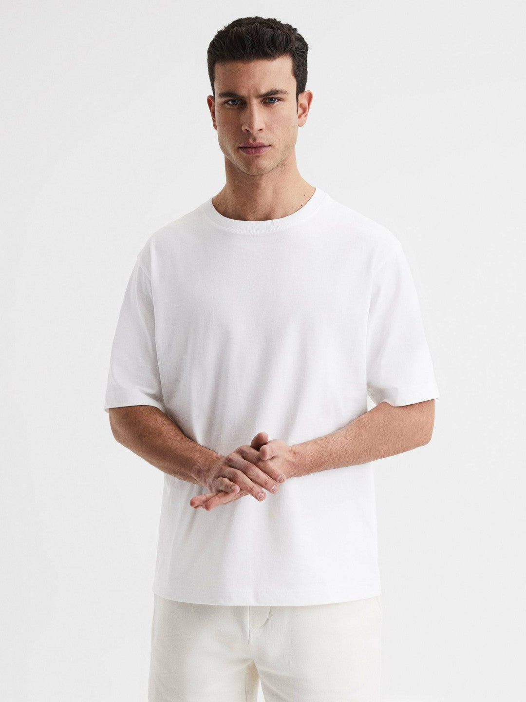 Reiss Featured - Oversized Garment Dye T-Shirt in White