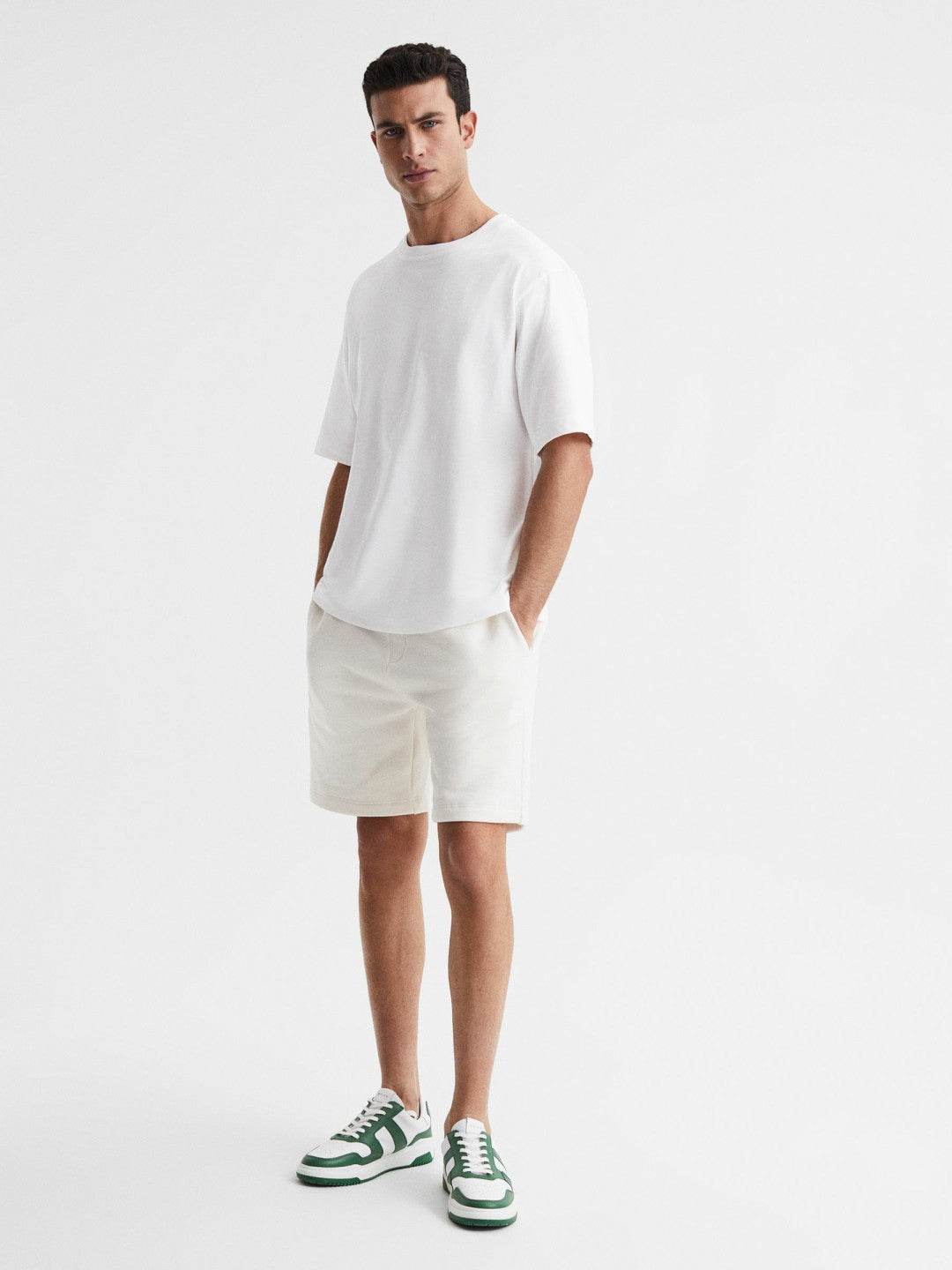 Reiss Featured - Oversized Garment Dye T-Shirt in White
