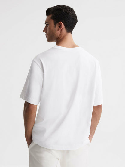 Reiss Featured - Oversized Garment Dye T-Shirt in White