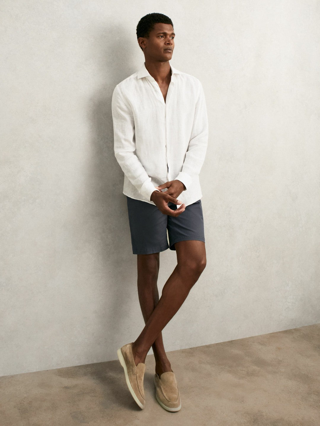 Reiss Affordable - Cotton Chino Shorts with Stretch in Airforce Blue