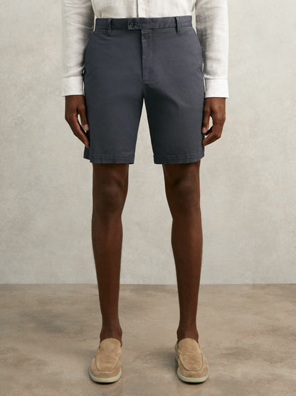 Reiss Affordable - Cotton Chino Shorts with Stretch in Airforce Blue