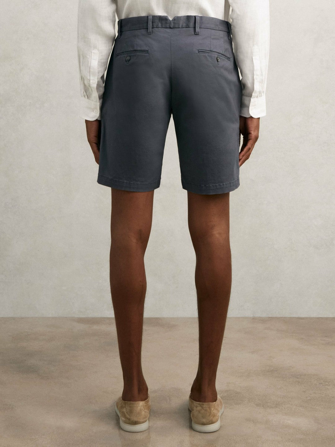Reiss Affordable - Cotton Chino Shorts with Stretch in Airforce Blue