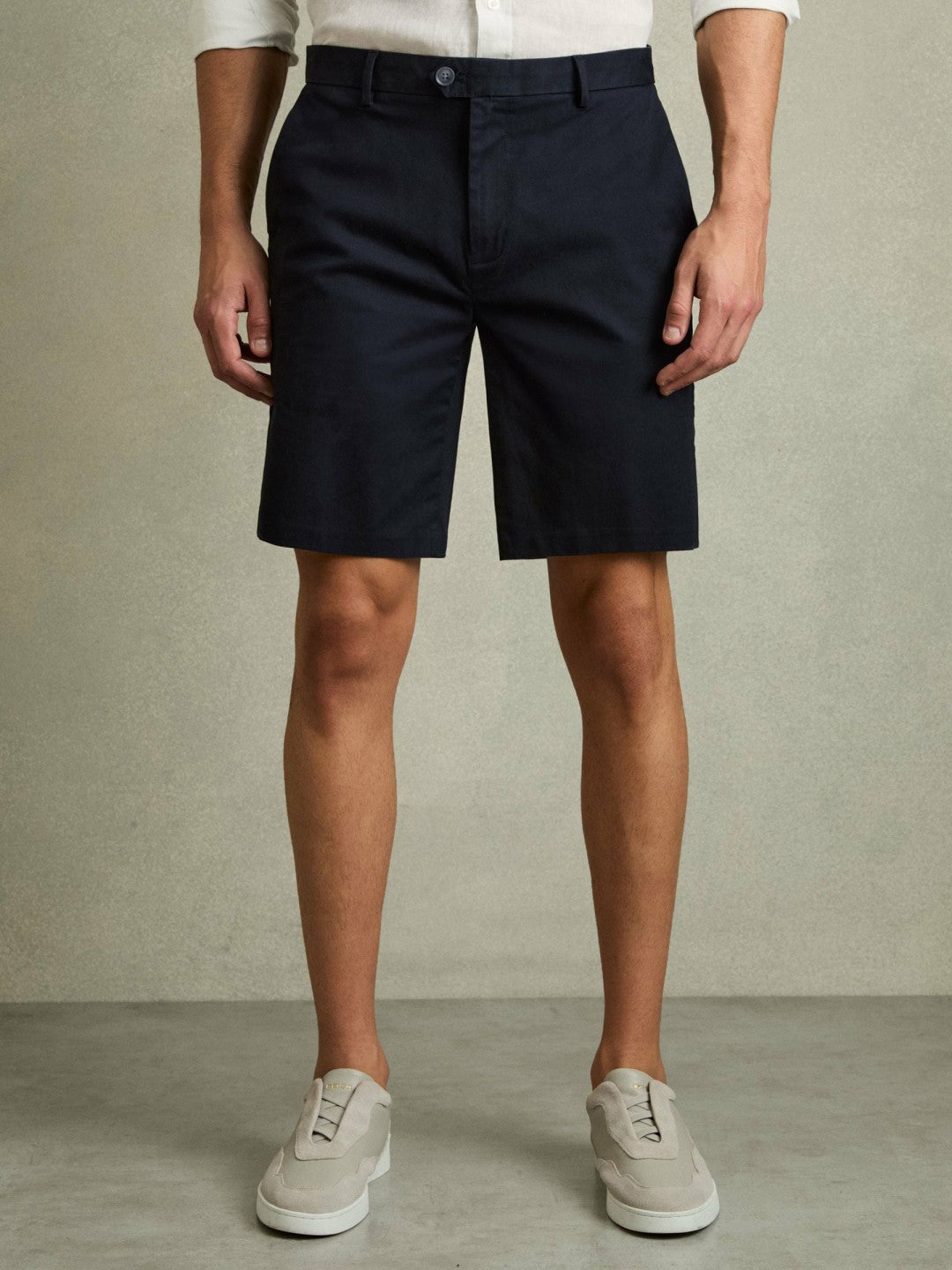 Reiss Best Seller - Cotton Chino Shorts with Stretch in Navy