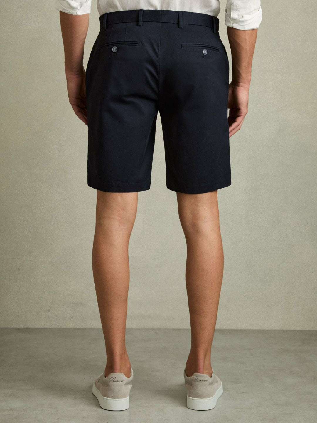 Reiss Best Seller - Cotton Chino Shorts with Stretch in Navy